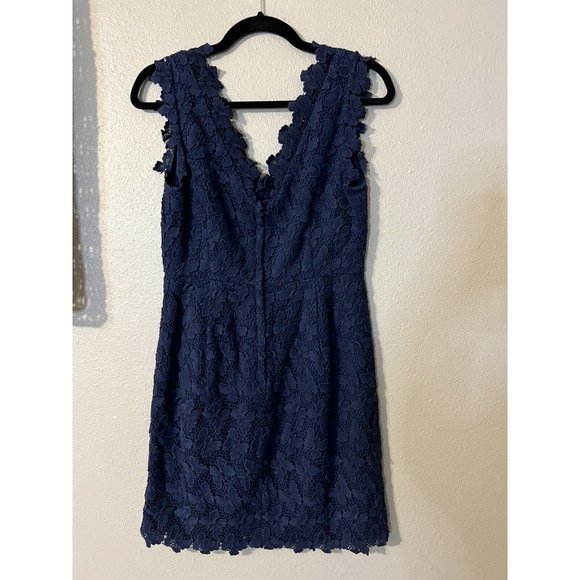 Lilly Pulitzer Dress 4 Navy Blue Cotton Sheath V Neck Back Sleeveless - Picture 8 of 11